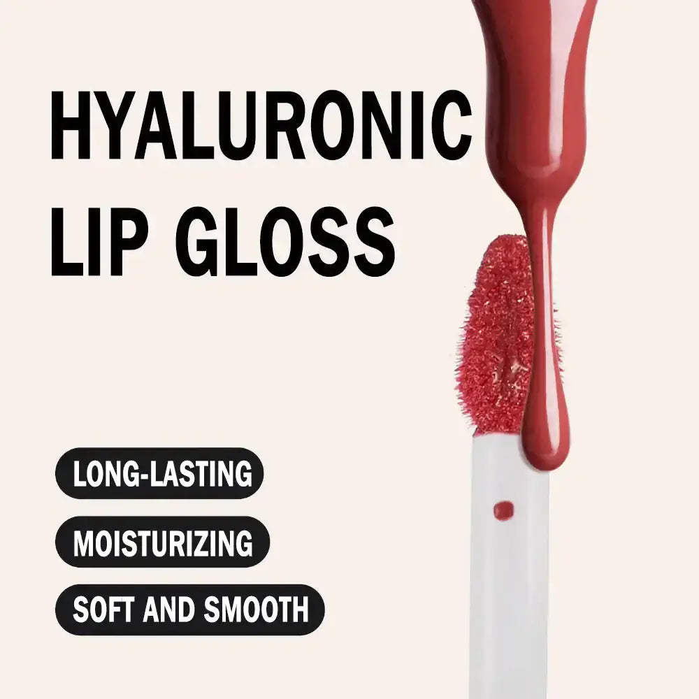 Hypes Inventory PHOFAY Hydrating Hyaluronic Lip Gloss in a clear tube with a shiny, glossy finish, showcasing its hydrating formula.