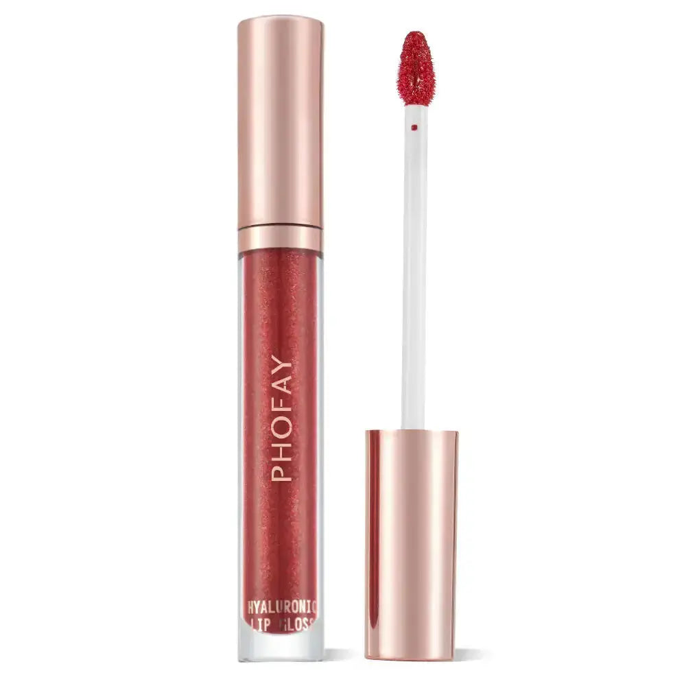 Hypes Inventory PHOFAY Hydrating Hyaluronic Lip Gloss with shiny finish, applicator wand, and clear packaging.