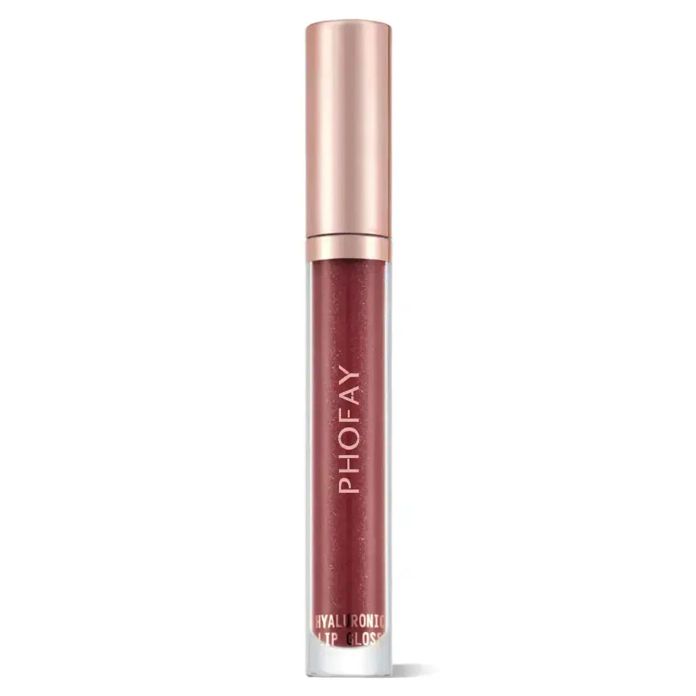 Hypes Inventory PHOFAY hydrating hyaluronic lip gloss with a shiny, smooth finish and visible applicator brush.