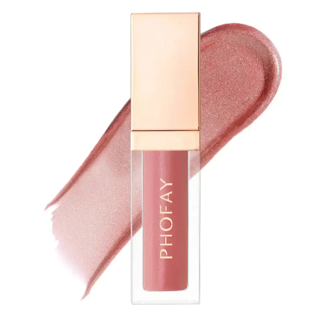 Hypes Inventory PHOFAY Ultra-Glossy Hydrating Lip Gloss in a sleek tube with a shiny, clear finish and applicator wand.