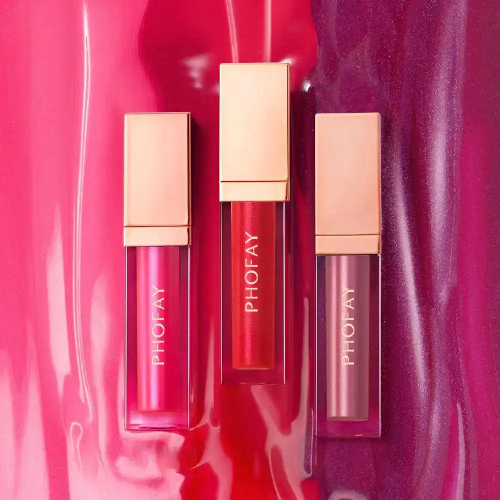Hypes Inventory PHOFAY Ultra-Glossy Hydrating Lip Gloss with shiny finish and smooth texture, displayed open showing the glossy product.