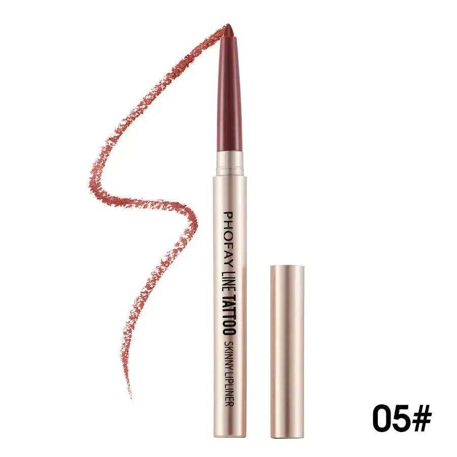 Hypes Inventory waterproof lip liner pencil with precise tip, long-lasting formulation for defining lips, in a sleek packaging.