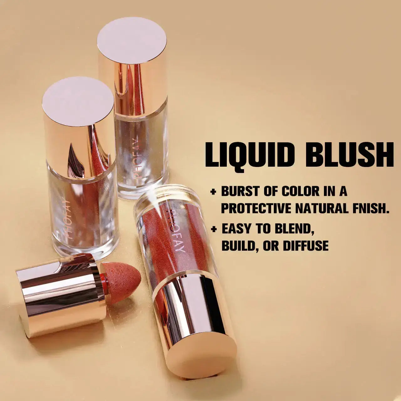 Hypes Inventory PHOFAY Mousse Liquid Blush with lightweight, smooth texture and natural pink shade in a sleek bottle.