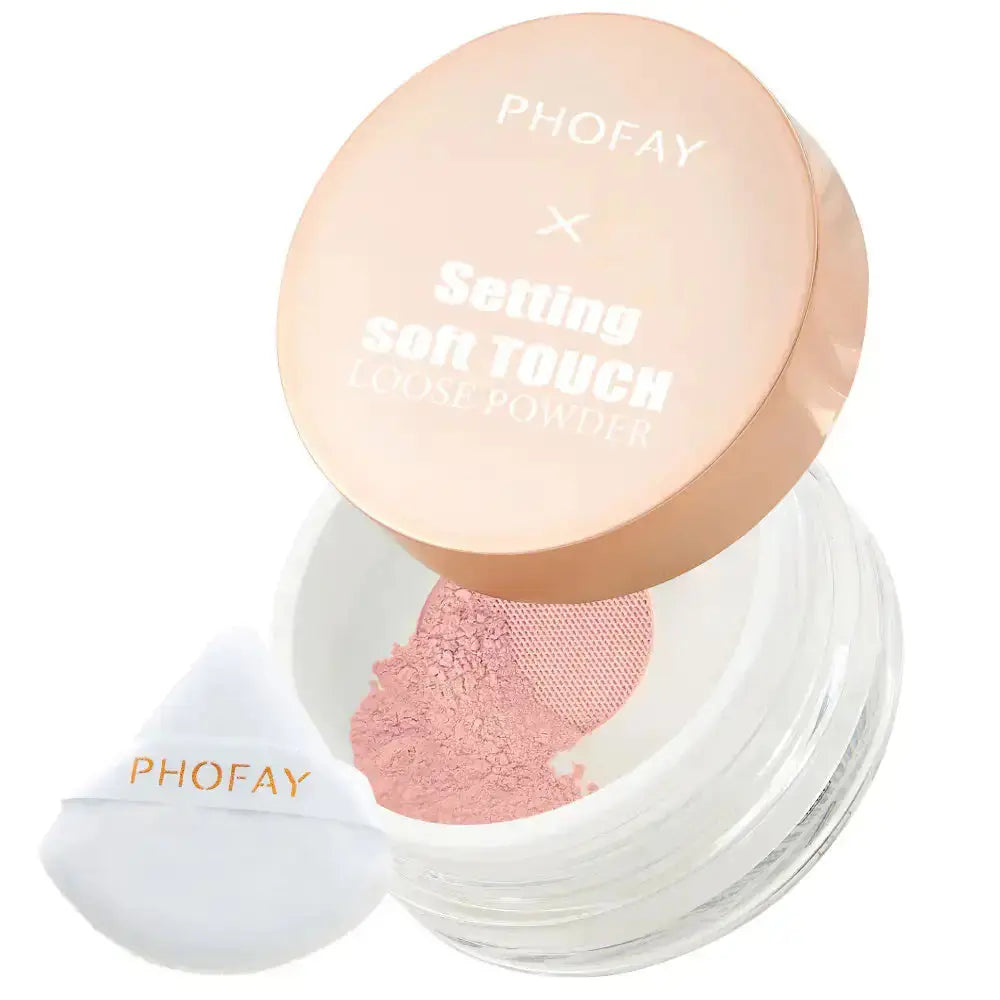 Hypes Inventory PHOFAY Setting Soft Touch Loose Powder in a sleek container, designed for a smooth, matte finish on the skin.