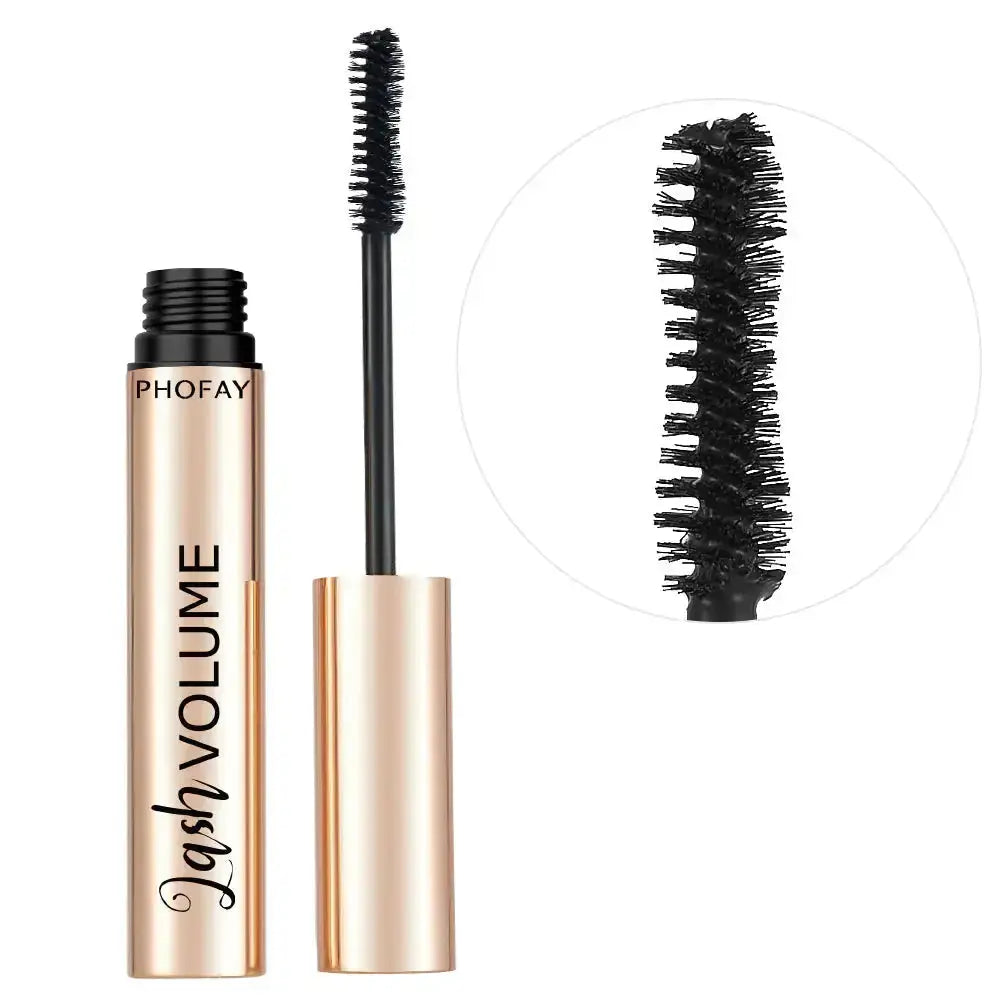 Hypes Inventory volumizing mascara with lengthening and curling brush, black mascara wand with a sleek tube.