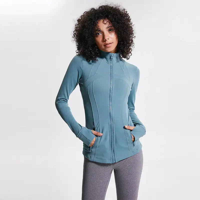 Women's Nylon Stretch Zip-Up Yoga Jacket for Fall/Winter Hypes Inventory