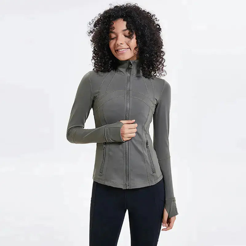 Women's Nylon Stretch Zip-Up Yoga Jacket for Fall/Winter Hypes Inventory
