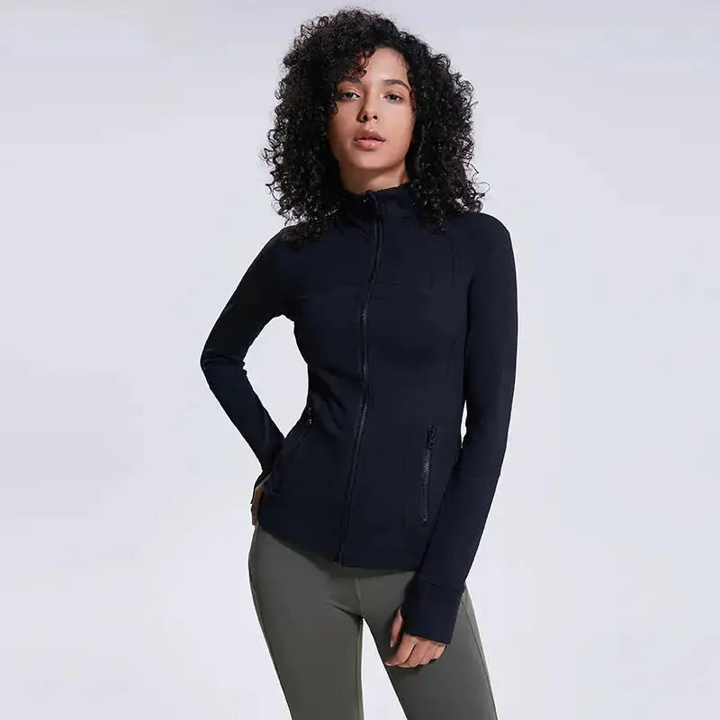 Women's Nylon Stretch Zip-Up Yoga Jacket for Fall/Winter Hypes Inventory