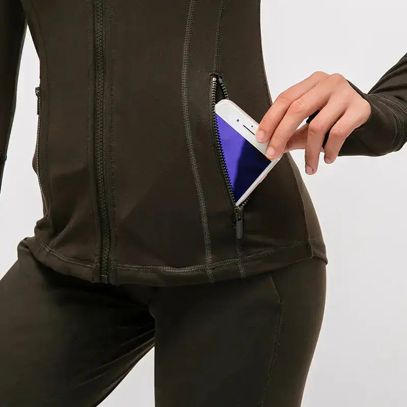 Women's Nylon Stretch Zip-Up Yoga Jacket for Fall/Winter Hypes Inventory
