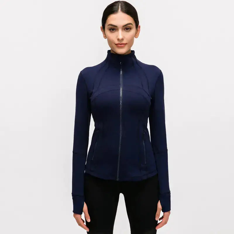 Women's Nylon Stretch Zip-Up Yoga Jacket for Fall/Winter Hypes Inventory