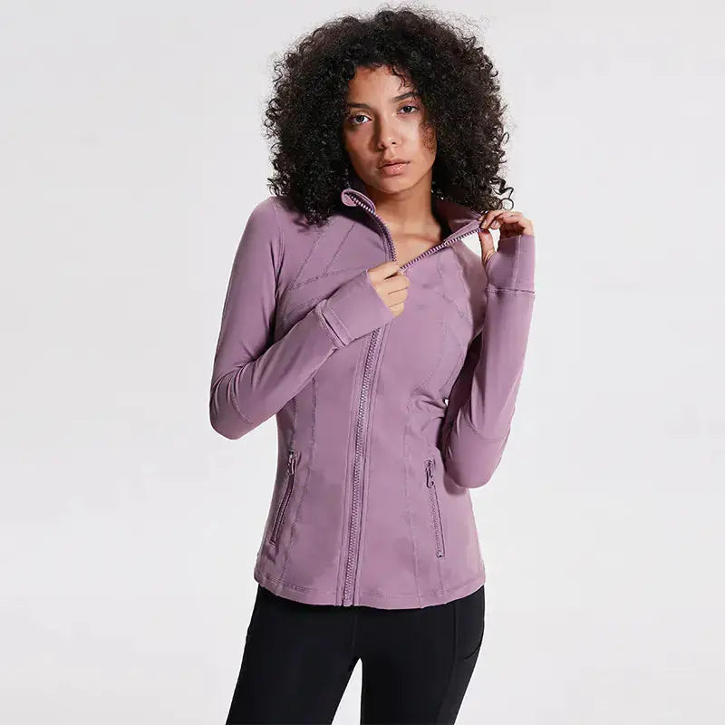 Women's Nylon Stretch Zip-Up Yoga Jacket for Fall/Winter Hypes Inventory