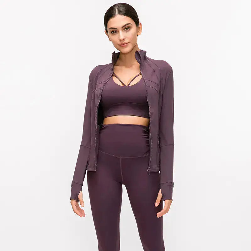 Women's Nylon Stretch Zip-Up Yoga Jacket for Fall/Winter Hypes Inventory