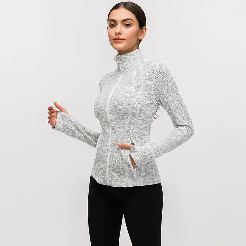 Women's Nylon Stretch Zip-Up Yoga Jacket for Fall/Winter Hypes Inventory