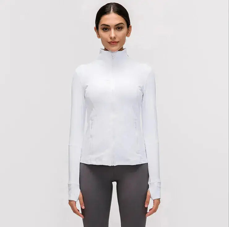 Women's Nylon Stretch Zip-Up Yoga Jacket for Fall/Winter Hypes Inventory
