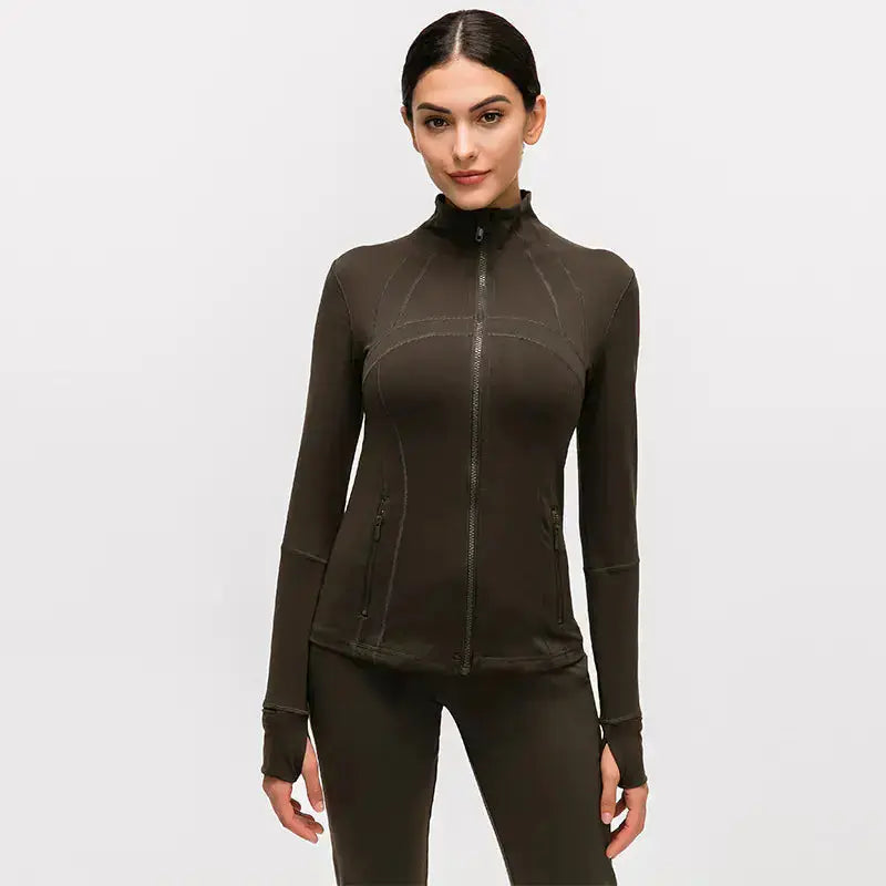 Women's Nylon Stretch Zip-Up Yoga Jacket for Fall/Winter Hypes Inventory
