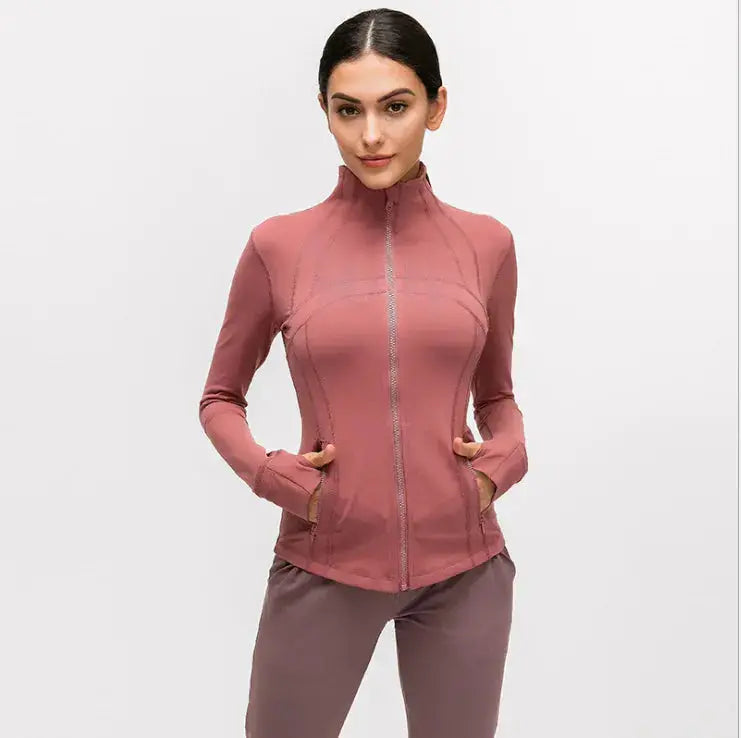 Women's Nylon Stretch Zip-Up Yoga Jacket for Fall/Winter Hypes Inventory