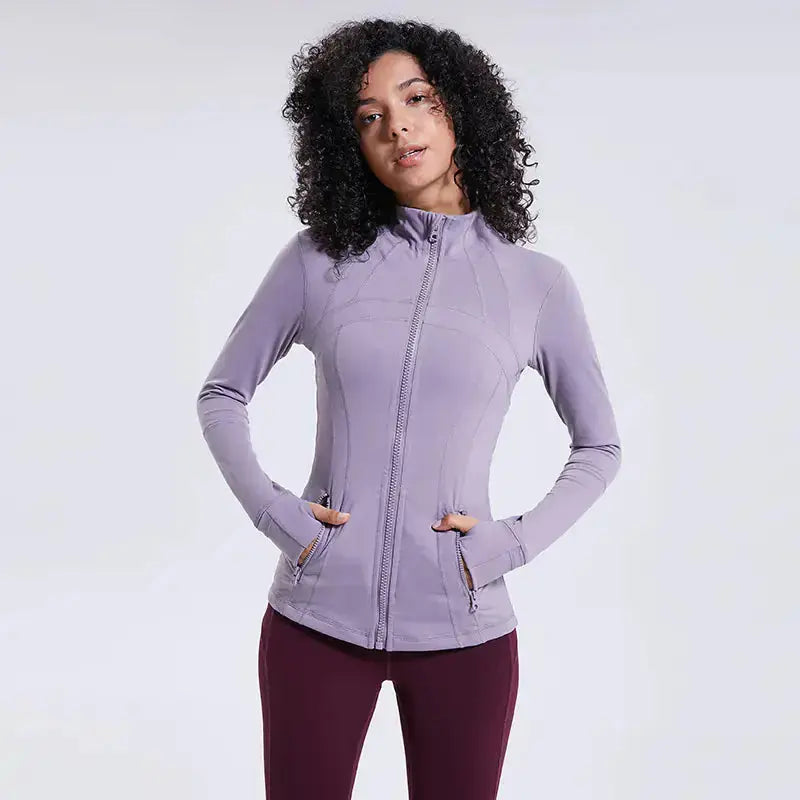 Women's Nylon Stretch Zip-Up Yoga Jacket for Fall/Winter Hypes Inventory