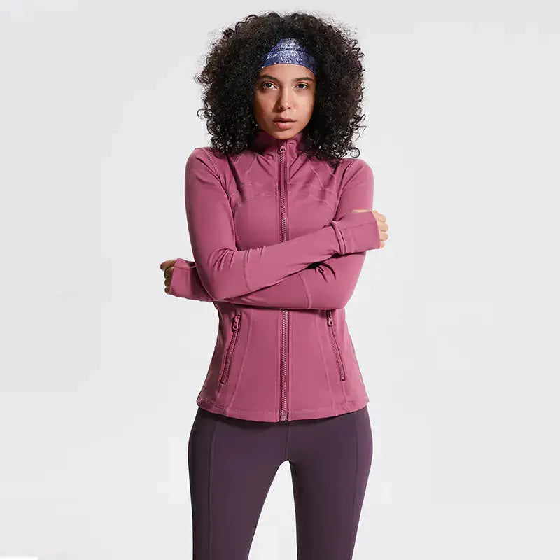 Women's Nylon Stretch Zip-Up Yoga Jacket for Fall/Winter Hypes Inventory