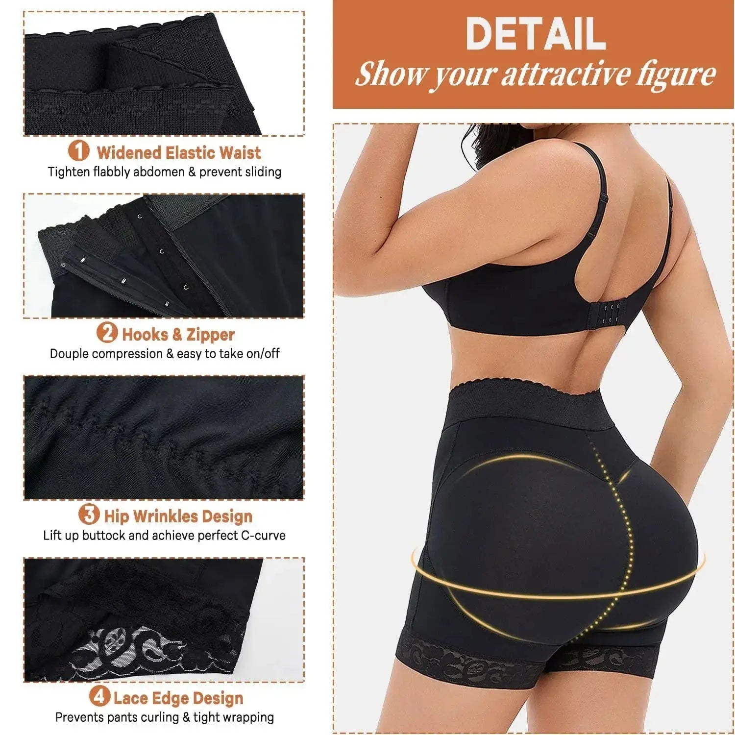 Black Curve Confidence Plus Size Shapewear by Hypes Inventory, tummy control body shaper for women in size S to 6XL.