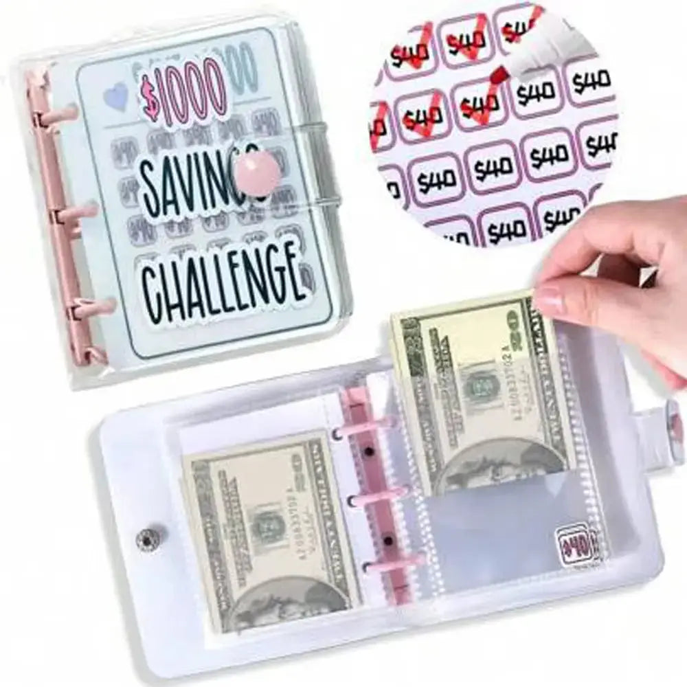 1000 Savings Challenge Binder with Cash Envelopes – Money Saving Planner