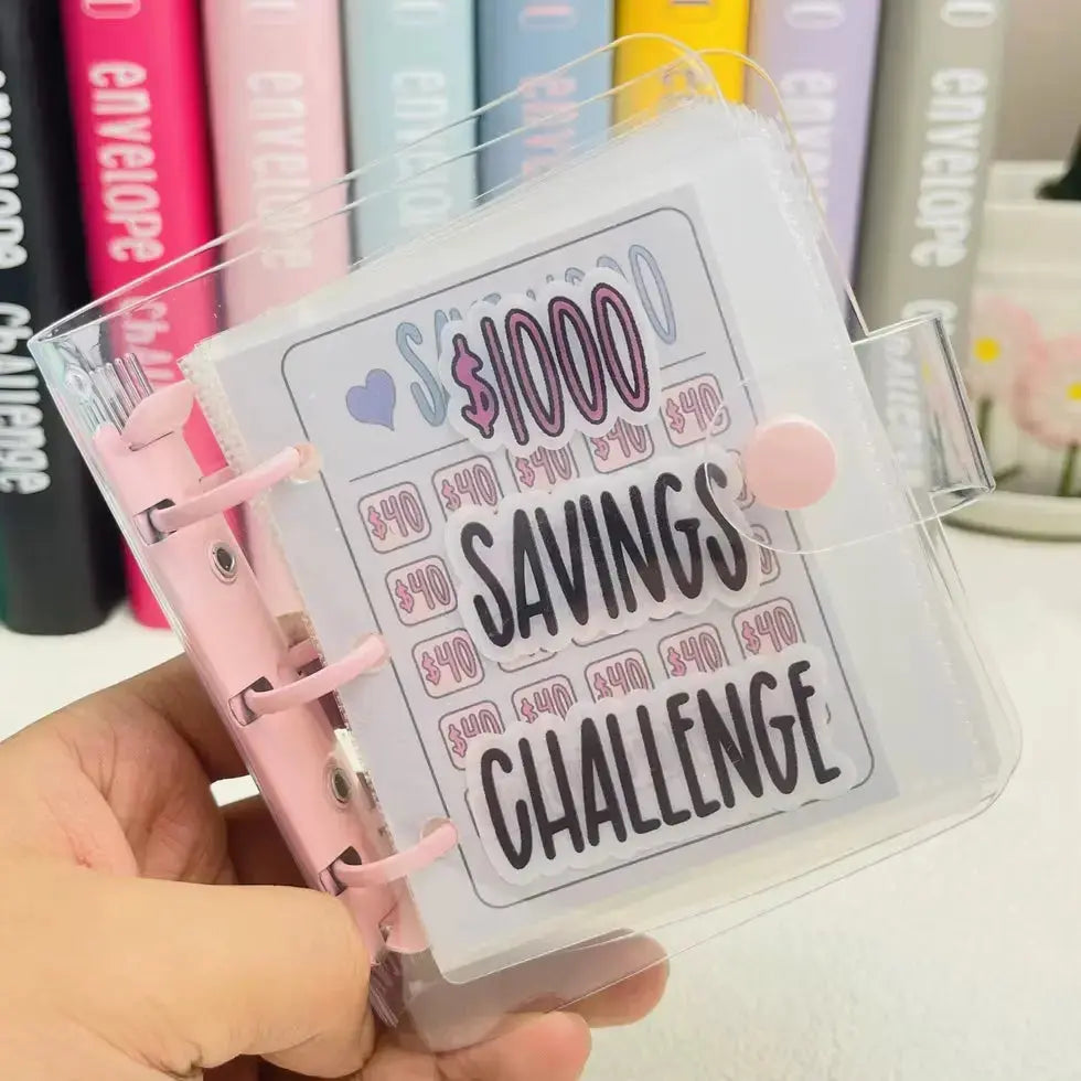 1000 Savings Challenge Binder with Cash Envelopes – Money Saving Planner