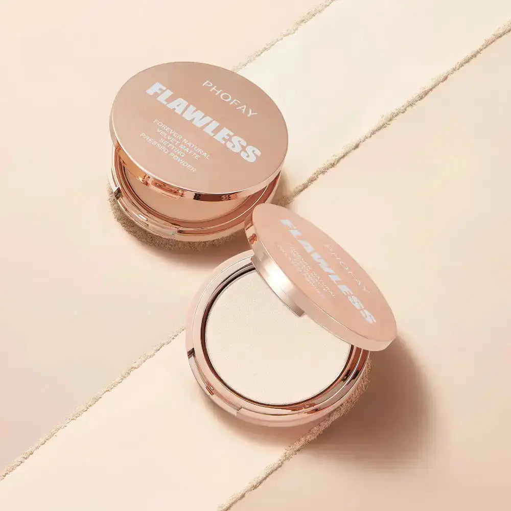 Hypes Inventory PHOFAY Matte Setting Pressed Powder in compact case, smooth pressed powder for matte finish and setting makeup