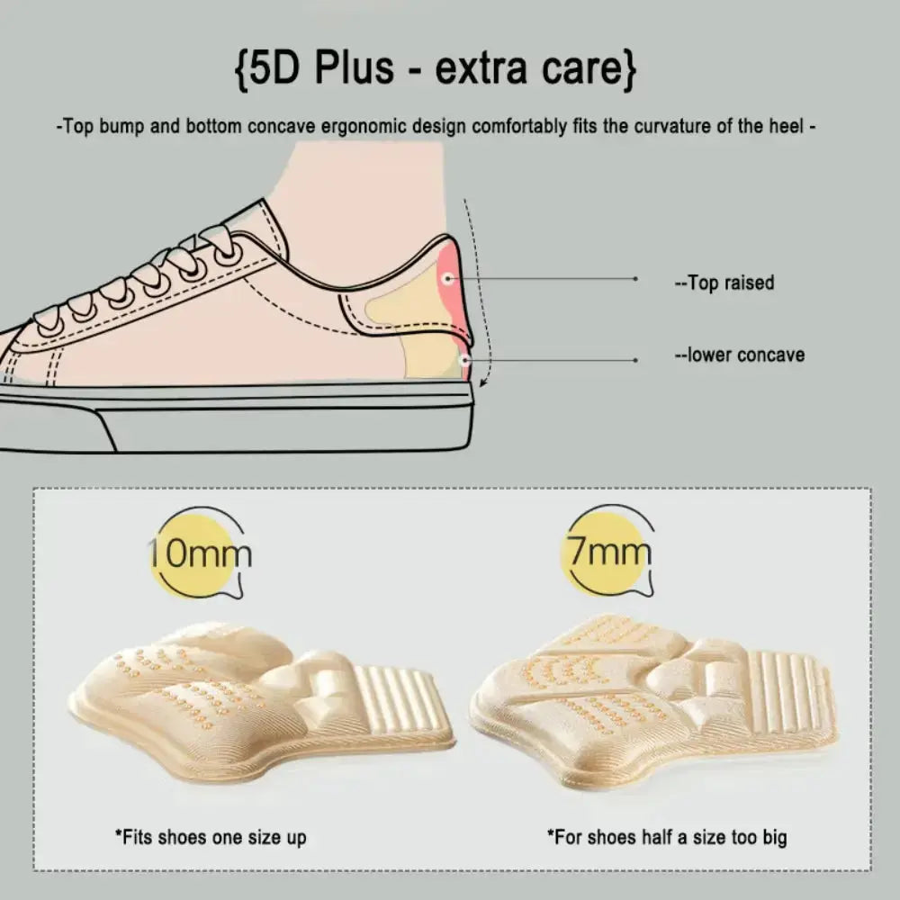 Hypes Inventory shoe heel pads with anti-slip grips, providing comfort and better fit for loose shoes inside a pair of shoes.