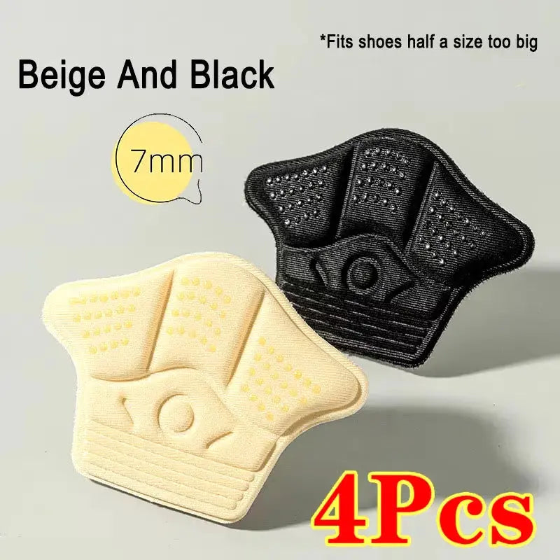 Hypes Inventory anti-slip shoe heel pads inside loose shoes for added comfort and grip, shown in the image.