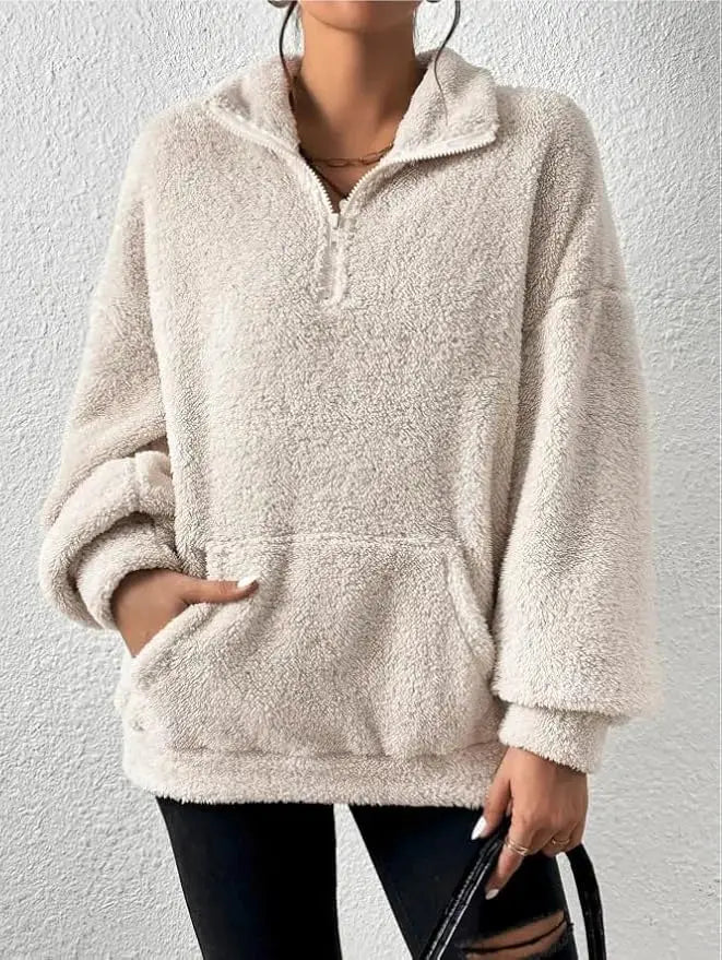 Velvet Stand Collar Sweater for Women | Warm Elegant Autumn & Winter Pullover Hypes Inventory