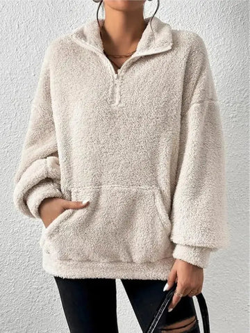Velvet Stand Collar Sweater for Women | Warm Elegant Autumn & Winter Pullover Hypes Inventory