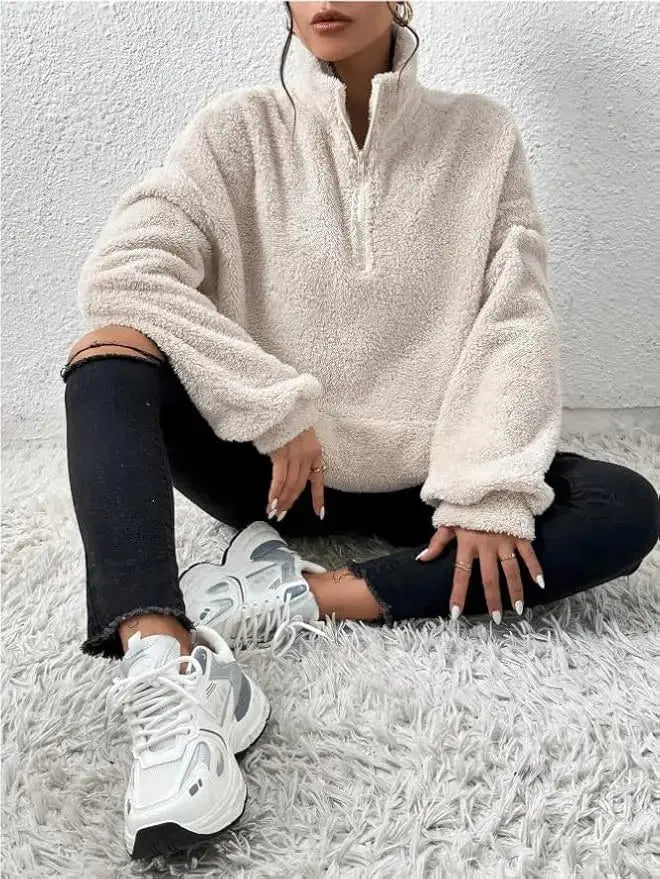 Velvet Stand Collar Sweater for Women | Warm Elegant Autumn & Winter Pullover Hypes Inventory