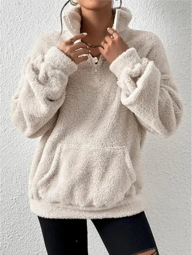 Velvet Stand Collar Sweater for Women | Warm Elegant Autumn & Winter Pullover Hypes Inventory