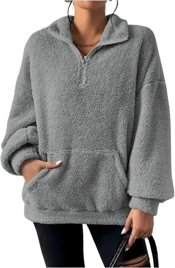 Velvet Stand Collar Sweater for Women | Warm Elegant Autumn & Winter Pullover Hypes Inventory