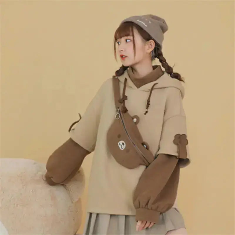 Korean Style Fleece Sweatshirt Set | Thick Warm Hoodie Outfit for Autumn & Winter Hypes Inventory