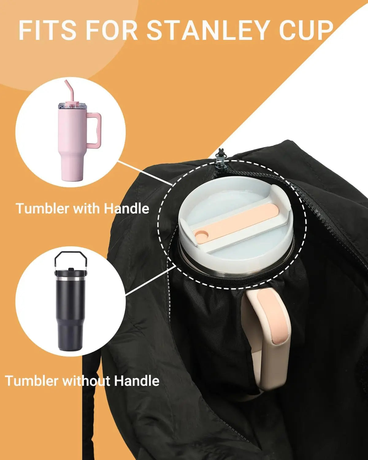 Black quilted puffer tote bag for women by Hypes Inventory, lightweight travel gym bag with cup holder and multiple compartments