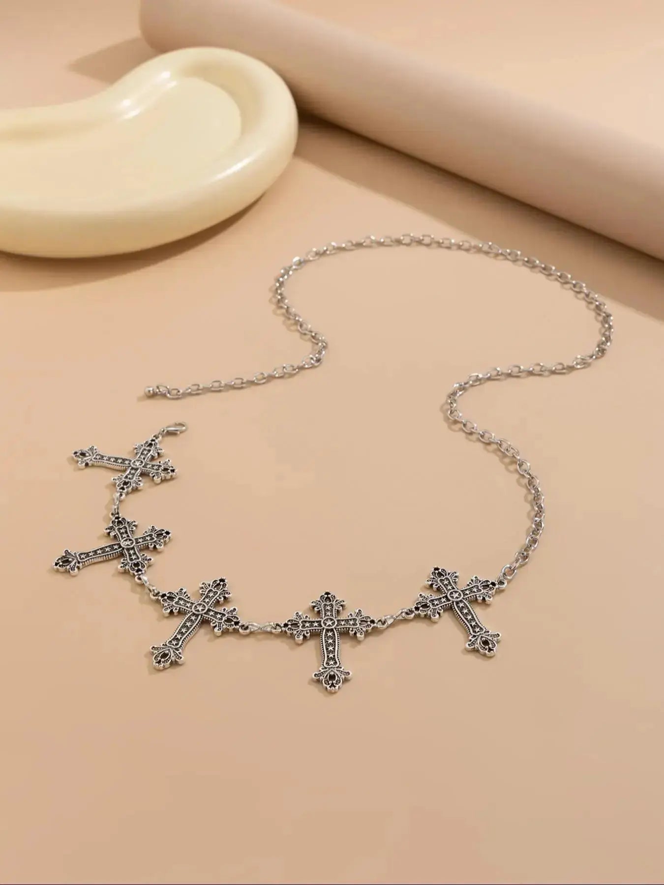 Women’s Punk Cross Waist Chain Belt – Adjustable Silver Body Chain for Dresses, Jeans & Festival Outfits | Trendy Gothic Charm Jewelry Gift
