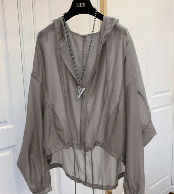 Summer Lightweight Women's Ice Silk Hooded Sun Protection Jacket