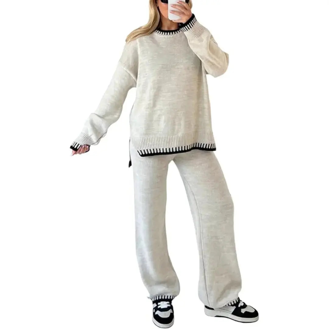 LÁVINE™ women's two-piece pant suit set featuring a tailored, elegant warm suit for sophisticated office or formal wear.