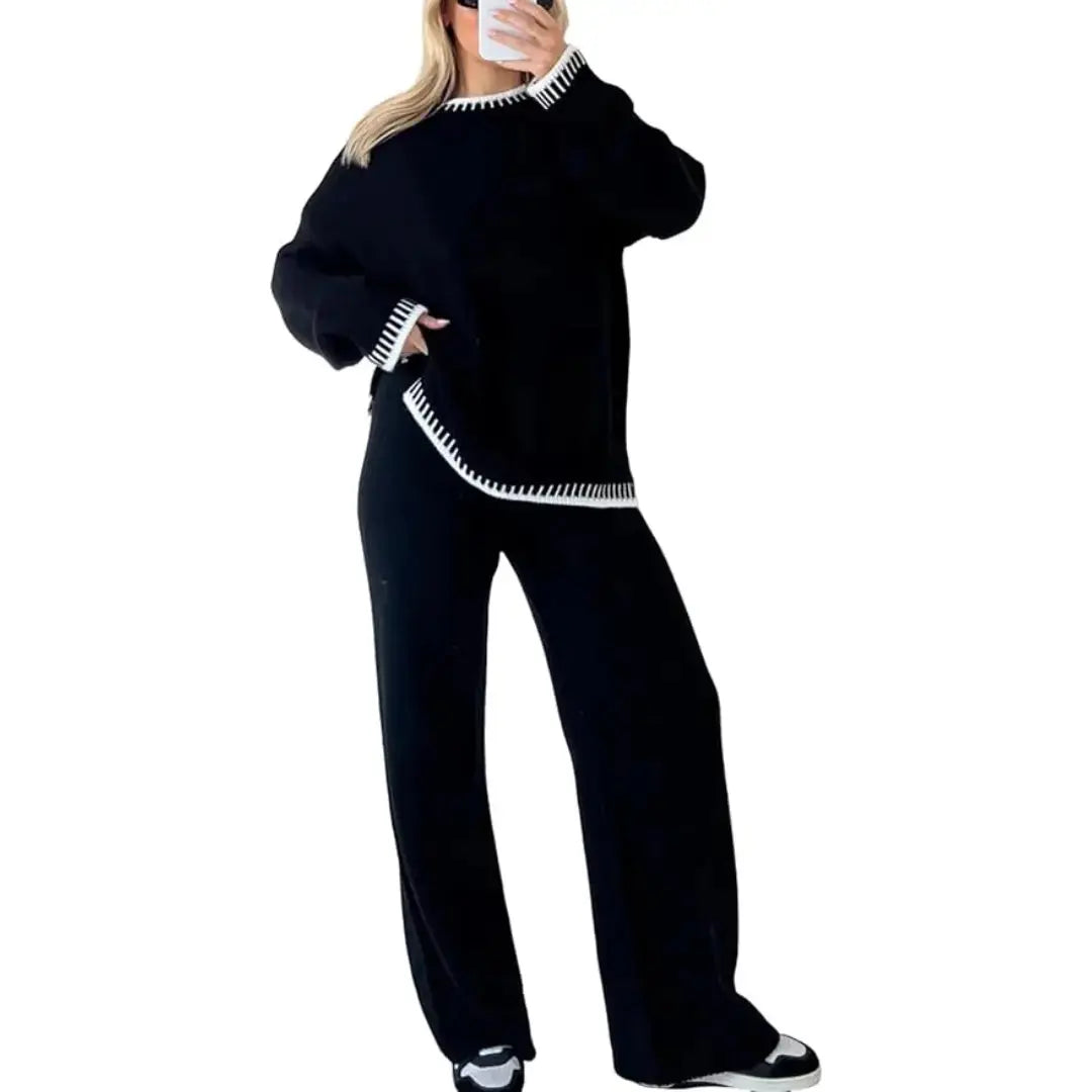 LÁVINE™ women's two-piece pant suit set featuring a tailored, elegant warm design perfect for professional or formal wear.