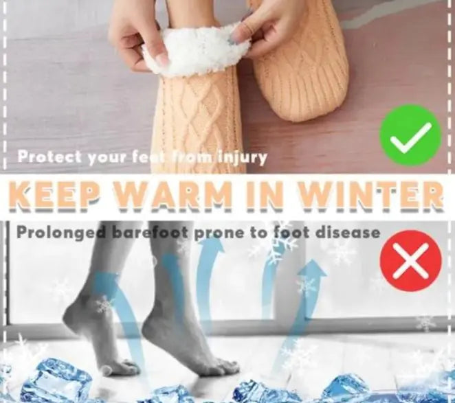 Winter Woolen Socks – Cozy Sherpa-Lined Anti-Slip Indoor Warm Socks for Women & Men