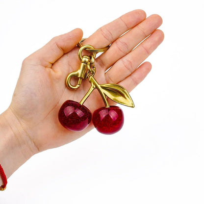 Keychain Cherry Bag Charms Purse，Key Chains Women Cute /Red Apple