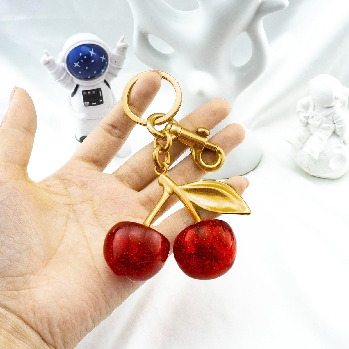 Keychain Cherry Bag Charms Purse，Key Chains Women Cute /Red Apple