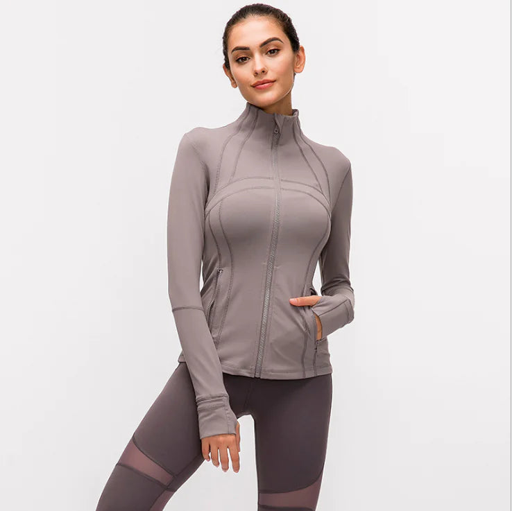 Women's Nylon Stretch Zip-Up Yoga Jacket for Fall/Winter