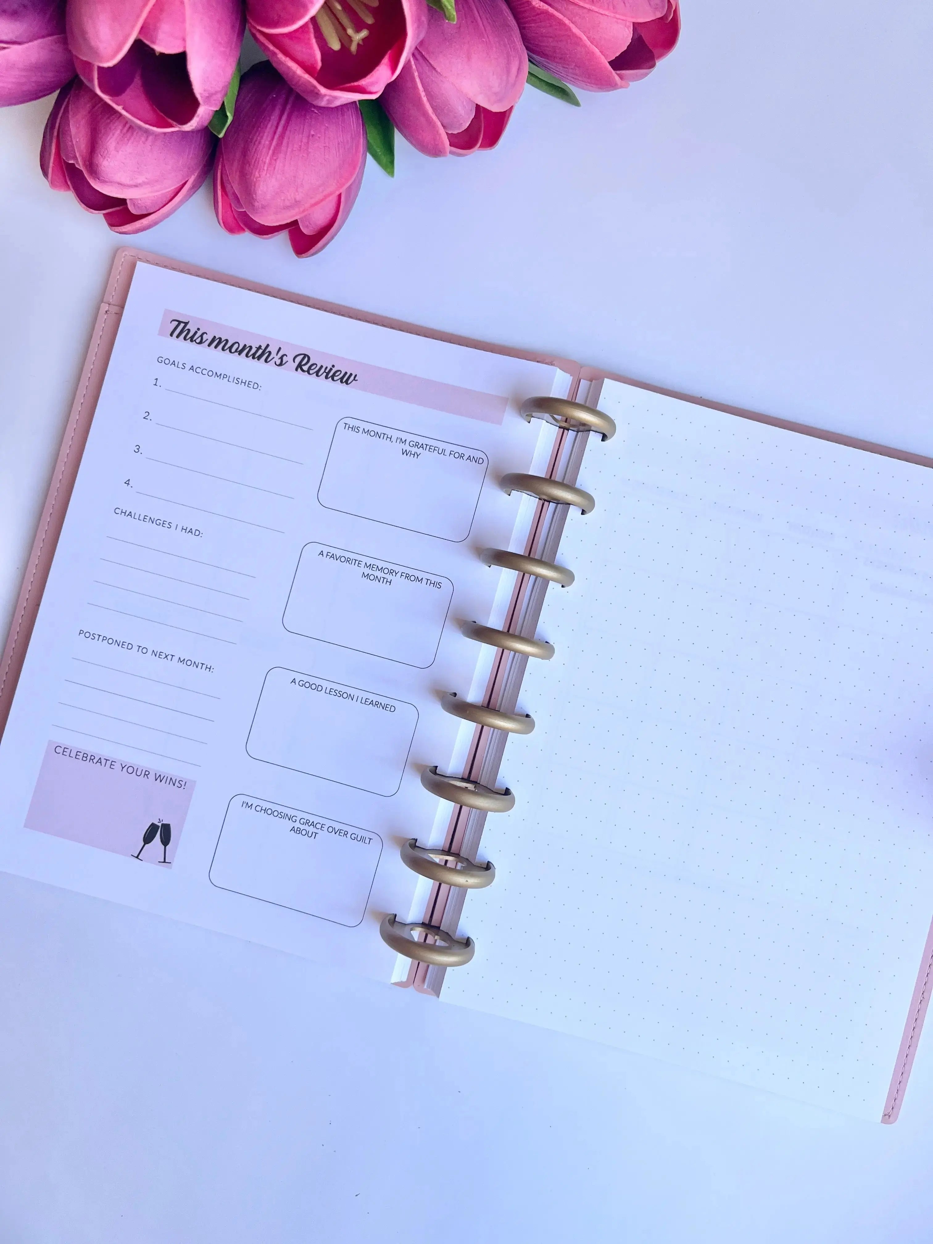 2026 A5 Discbound Planner Journal by The Fabulous Planner with weekly and monthly layout pages, featuring a stylish cover design.