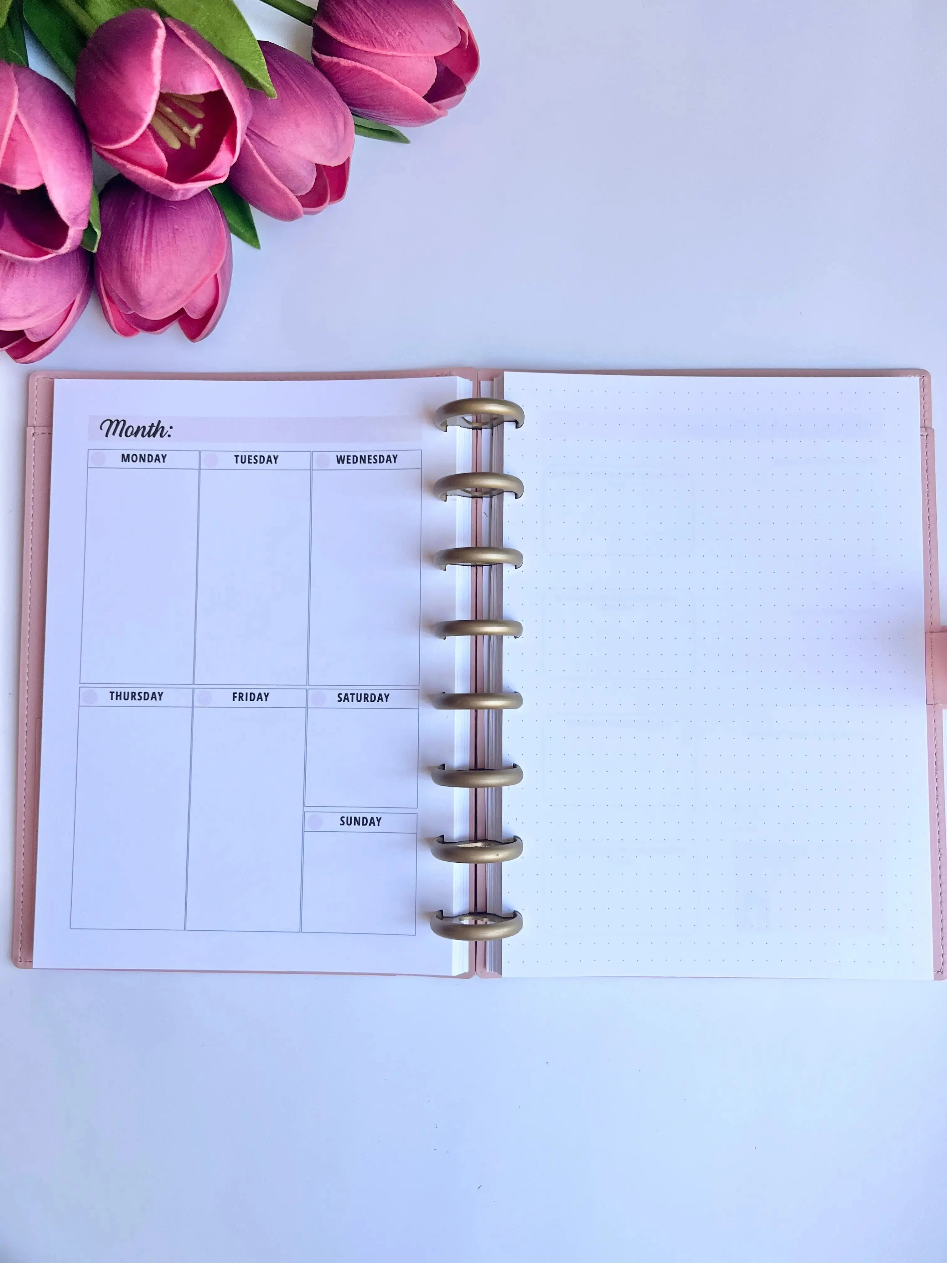 A5 Discbound 2026 weekly and monthly planner journal by The Fabulous Planner with colorful design and open pages.