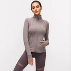 Women's Nylon Stretch Zip-Up Yoga Jacket for Fall/Winter