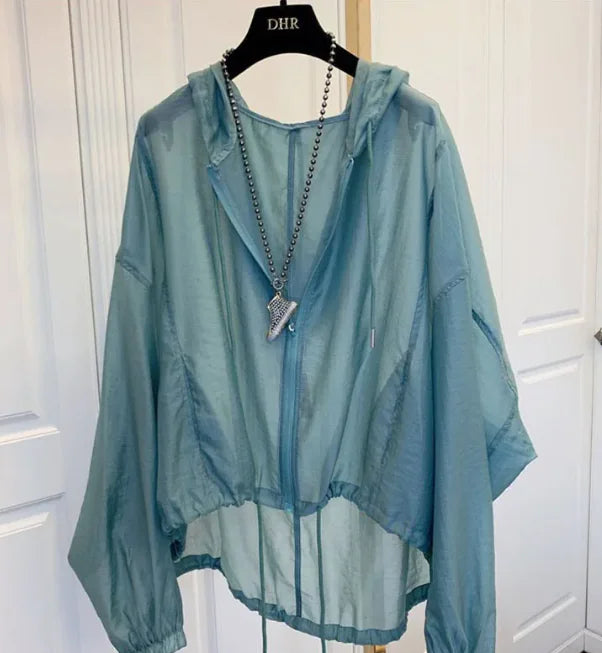 Summer Lightweight Women's Ice Silk Hooded Sun Protection Jacket